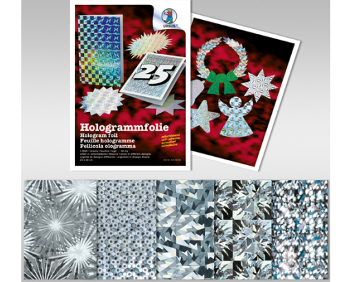 URSUS Hologrammfolie 23x33cm 8440099 50my, silber 5 Blatt