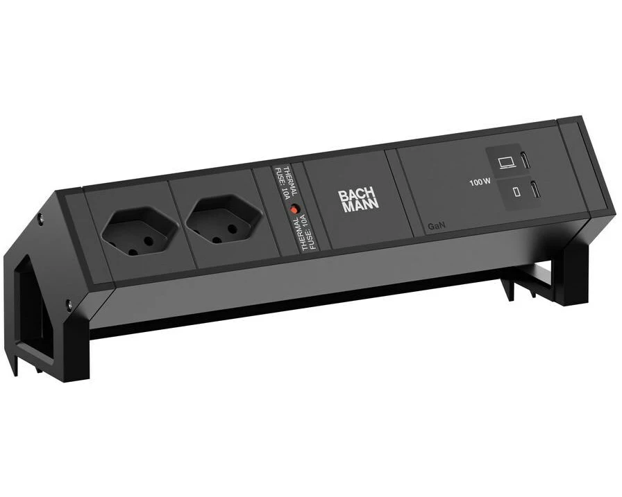Bachmann Tischsteckdosenleiste DESK2 2xT131xUSB C/C 100W 0.2m RAL9005