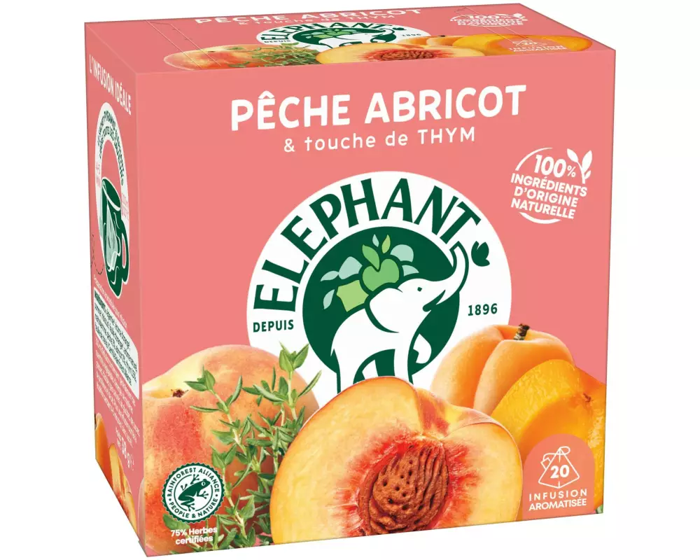 Eléphant Teebeutel Infusion Péche Abricot 20 Stück