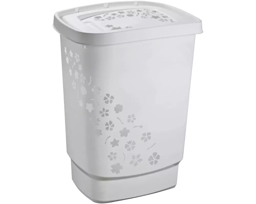 Rotho Wäschesammler Flowers hellgrau 55 l