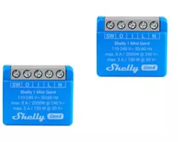 Shelly WLAN-Schaltaktor 1 Mini Gen4 x 2 Blau