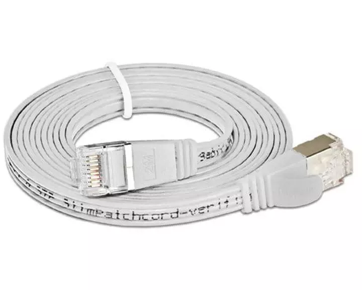 SLIM Slimpatchkabel RJ-45 - RJ-45, Cat 6, STP, 5 m, Weiss