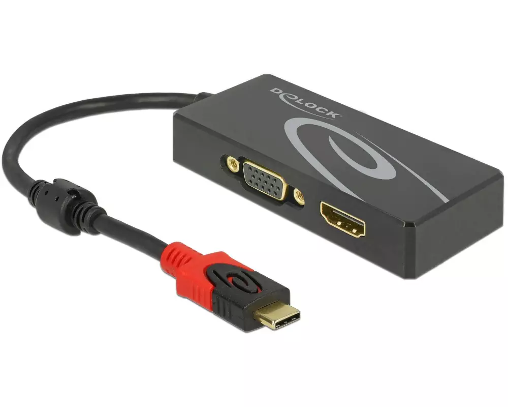 Delock 2-Port Signalsplitter USB-C - 1xHDMI & 1xVGA