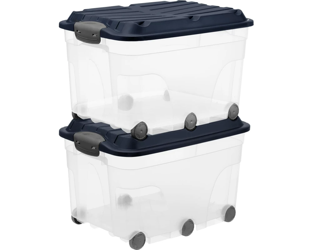 Rotho Aufbewahrungsbox ROLLER6 Blau, 2 tlg.