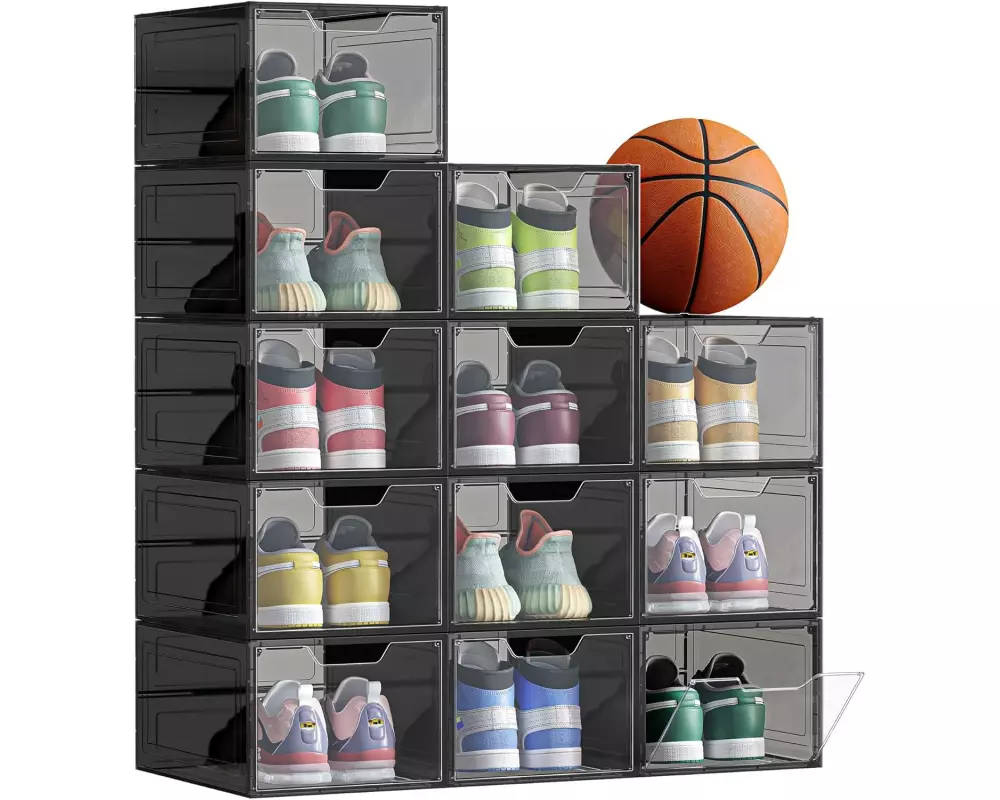 Songmics Schuhorganizer 34 x 25 x 18.4 cm, Schwarz