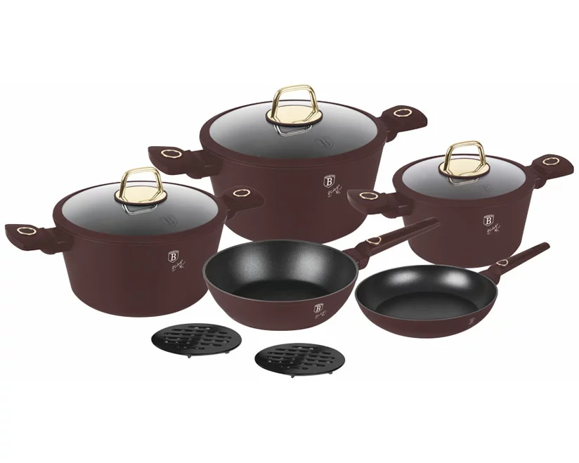 Berlinger Haus 10-teiliges Kochgeschirr-Set matt bordeaux Leonardo Collection