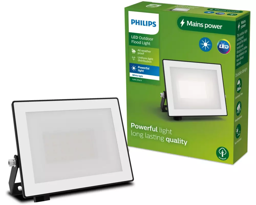 Philips Lois Flutlicht 20W 3000K IP65 schwarz 20 W