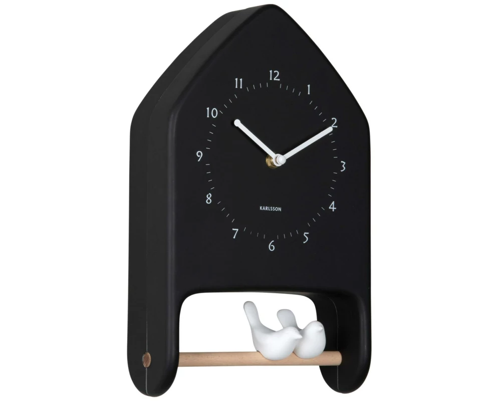 KARLSSON Wanduhr Love Birds 20 x 32 cm, Schwarz