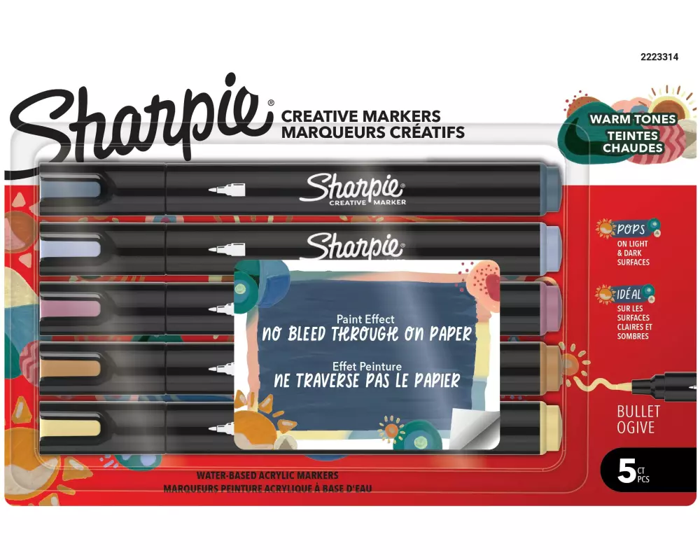 Sharpie Filzstift Acryl Warm Tones 5er Set