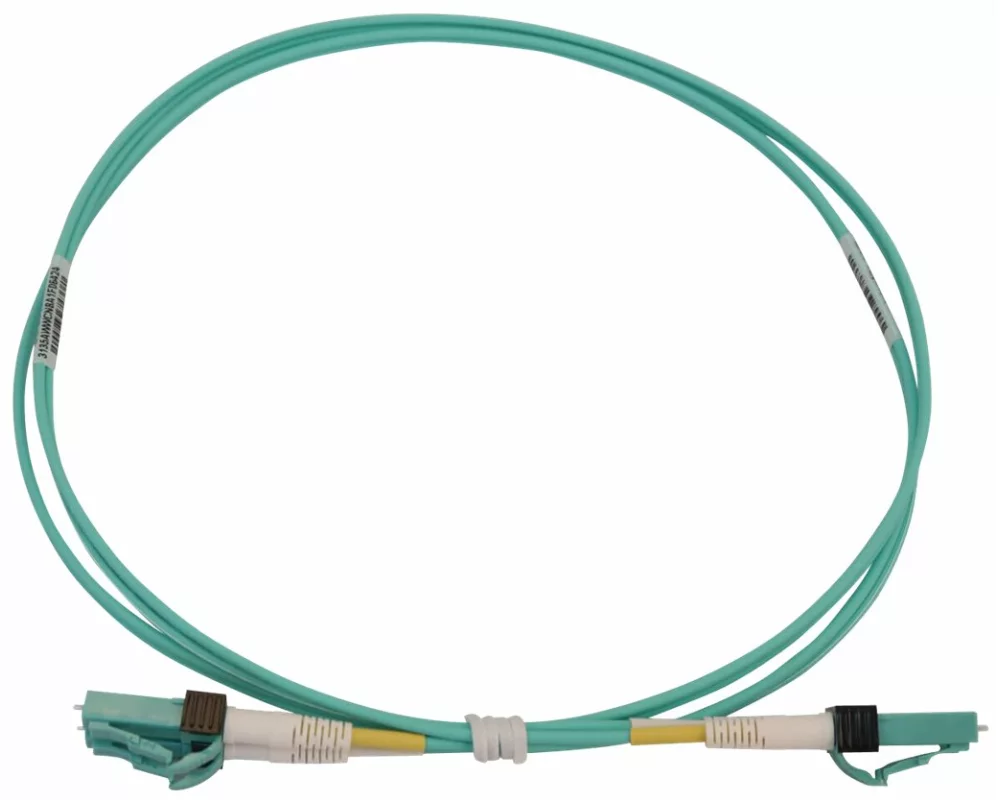 EATON TRIPPLITE 400G, Multimode, 50/125, OM4, Switchable, Fiber Optic Cable, Duplex, LC-PC, M/M, LSZH, Aqua, 1m 3.3ft.