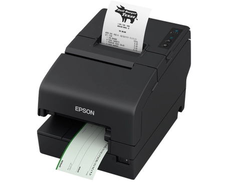 Epson TM-H6000VI. Print technology: Thermal, Type: POS printer, Maximum resolution: 180 x 180 DPI. Printing media thickness: 48 – 80, Maximum roll diameter: 8.3 cm, Supported paper width: 79.5 mm. Connectivity technology: Wired & Wireless, USB connector: USB Type-A / USB Type-B, Serial interface type: RS-232. Ethernet LAN data rates: 10,100 Mbit/s. Built-in barcodes: AZTECCODE, CODABAR (NW-7), Code 128 (A/B/C), Code 39, Code 93, Data Matrix, EAN13, EAN8, GS1..., Page description languages: ESC/P