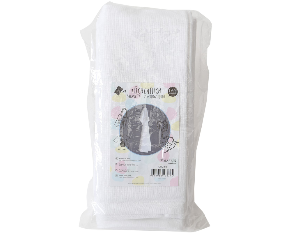 I AM CREATIVE Küchentuch 50x85cm MAA1212.85 weiss, Baumwolle 5 Stück