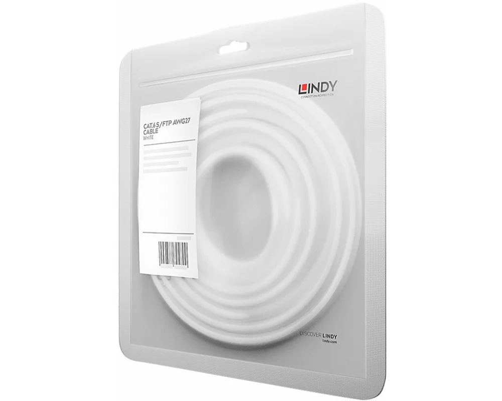 LINDY Patch Cable, Cat6, S/FTP, RJ45-RJ45, 20m, white