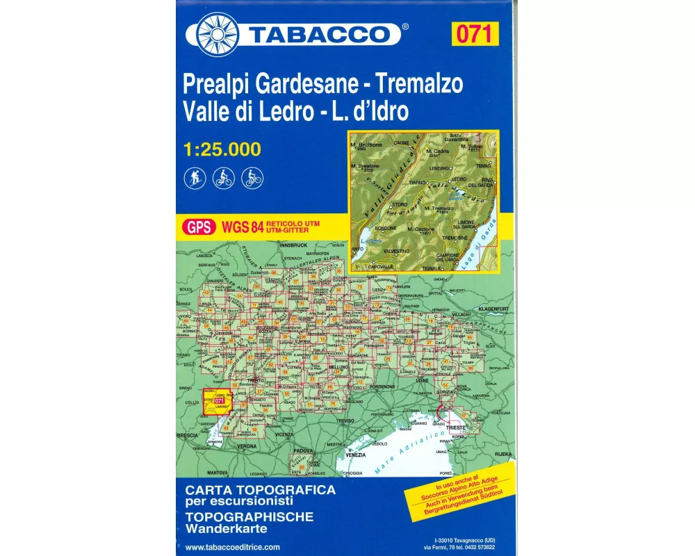 Tabacco Wandern 1 : 25 000 Prealpi Gardesane -Tremalzo Valle di Ledro-L.d'Idro