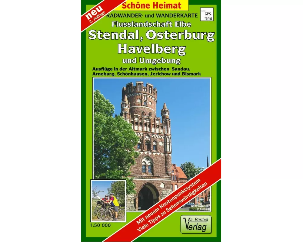 Radwander- und Wanderkarte Flusslandschaft Elbe, Stendal, Osterburg, Havelberg und Umgebung 1 : 50 000