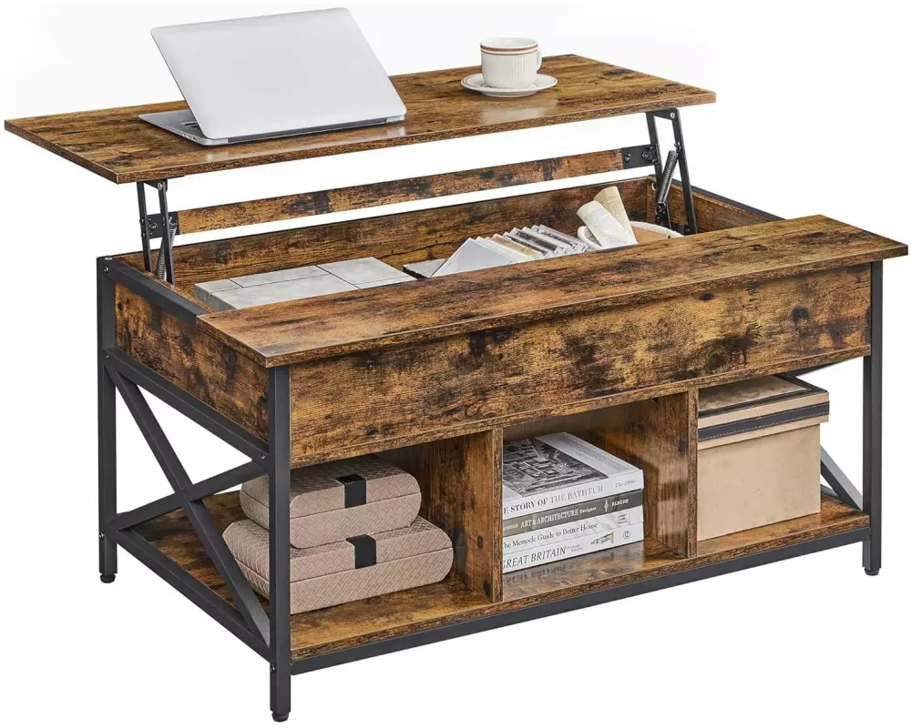 VASAGLE Couchtisch Industrial 100 x 48 cm/62 cm, Braun