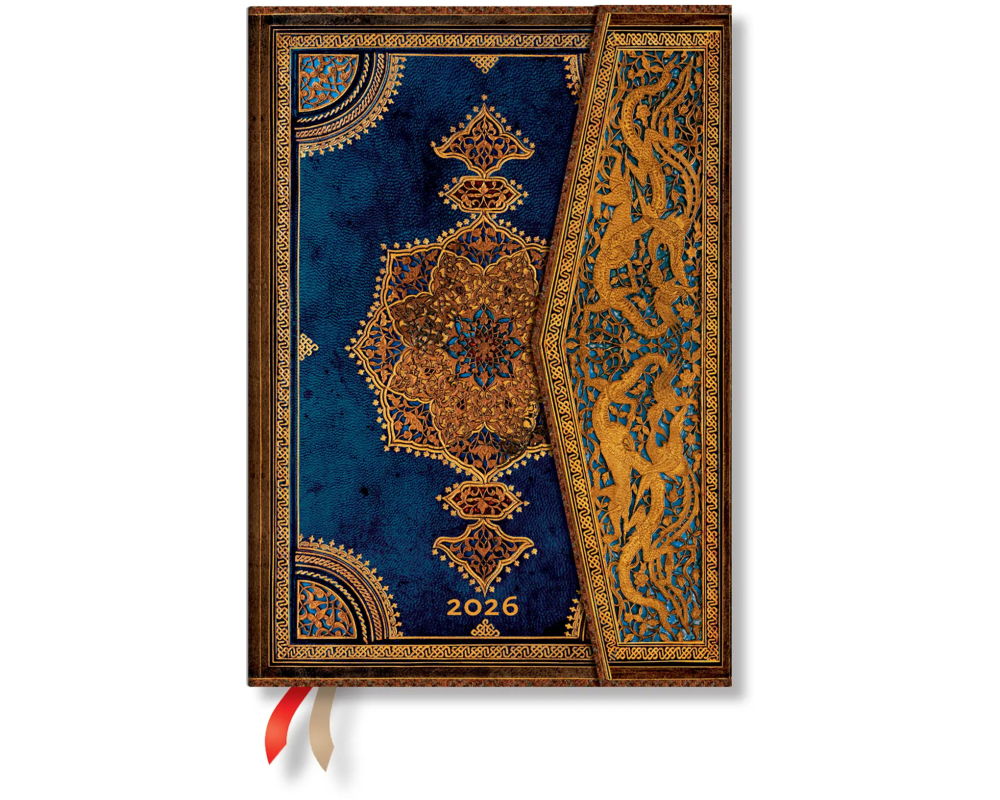 PAPERBLANKS Agenda Safavide Indigo 2026 DD0607-8 1W/2S VER Midi HC DE 13x18cm