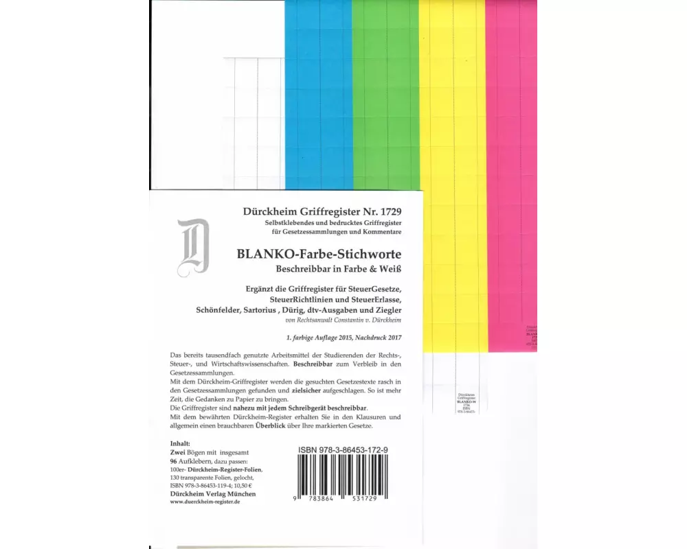 DürckheimRegister BLANKO: FARBE-GROSS Beschreibbar