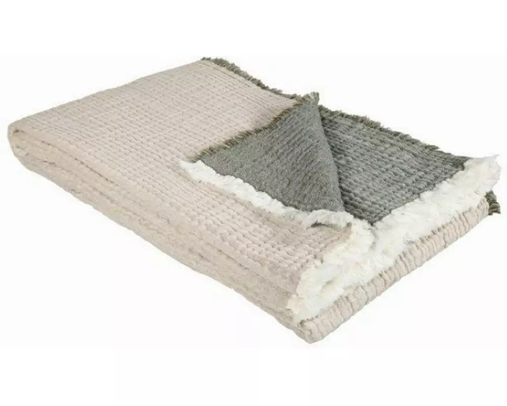 Eskimo Decke Nora 130 x 200 cm, Beige-Oliv