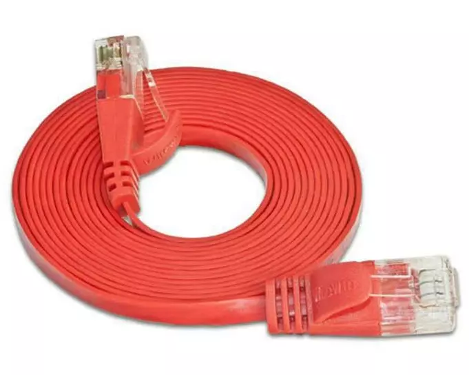 SLIM Slimpatchkabel RJ-45 - RJ-45, Cat 6, UTP, 7.5 m, Rot
