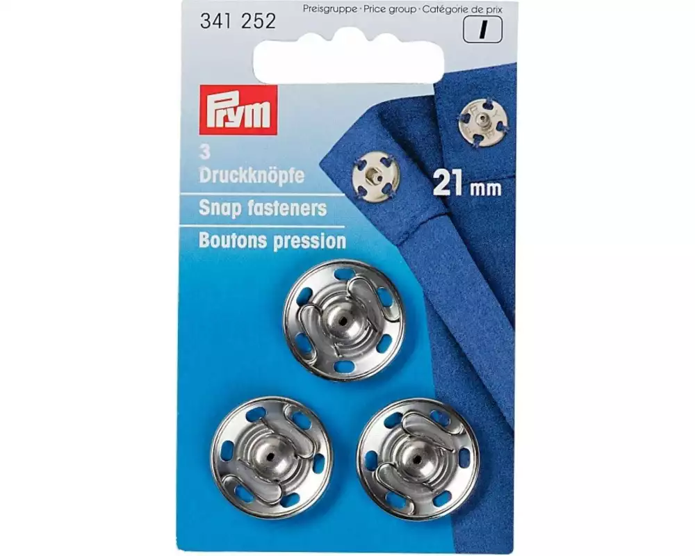 Prym Druckknöpfe Ø 21 mm, Silber, 3 Stück