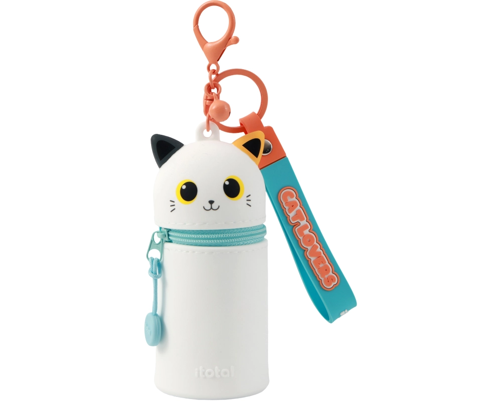 I-TOTAL Schlüsselanhänger Silikonetui XL2486C Katze orange