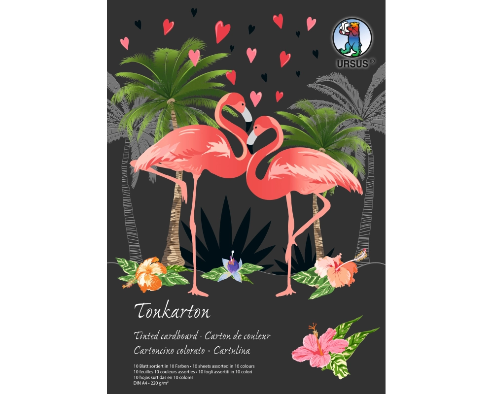 URSUS Tonkarton-Block A4 6684699SE 220g, 10 Farben 10 Blatt