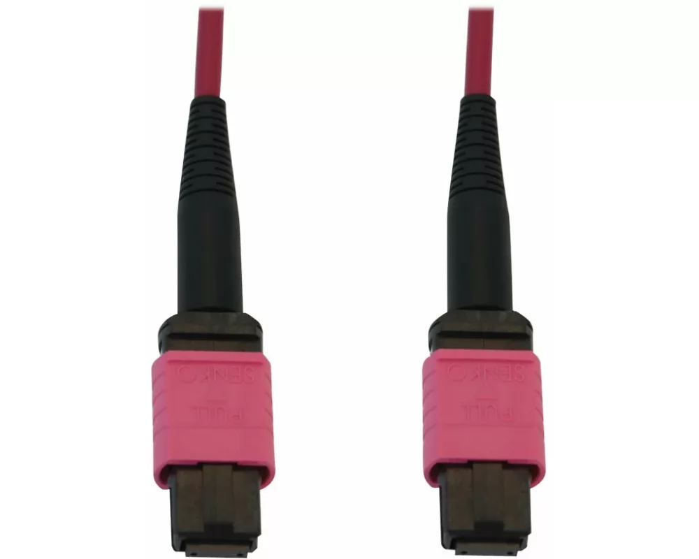 EATON TRIPPLITE 100G, Multimode, 50/125, OM4, Fiber Optic Cable, 12F, MTP/MPO-PC, F/F, LSZH, Magenta, 2m 6.6ft.