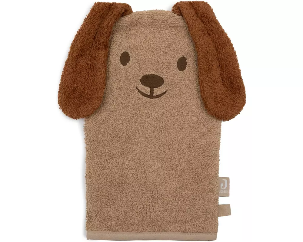 Jollein Baby-Waschhandschuh Diego Dog 16 x 27 cm, Braun