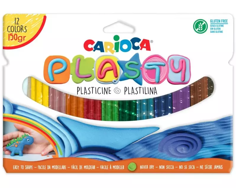Carioca Modelliermasse Plasty 12 Stück, Mehrfarbig