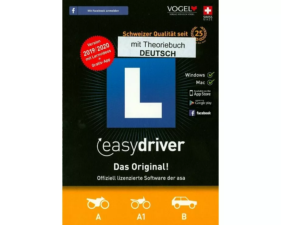 easydriver. Version 2019. Kategorie A und B. CD-Rom mit Theoriebuch DEUTSCH
