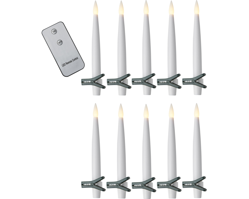STAR TRADING LED Kerzen Paulina 15.5cm 12.064-65 weiss, Remote 10 Stück