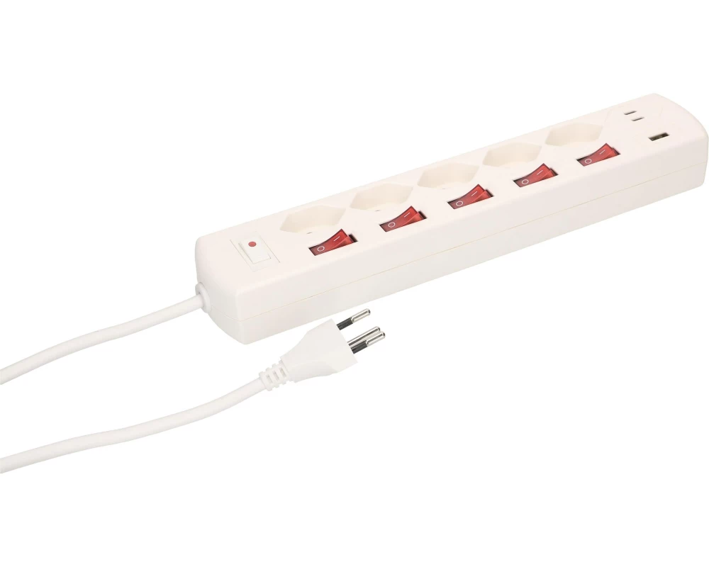 Max Hauri Steckdosenleiste Multi-Switch Weiss 5 x T13