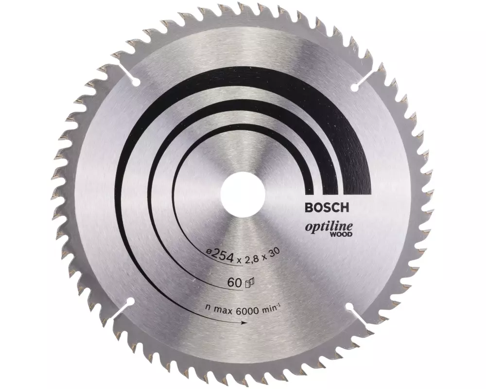 Bosch Professional Kreissägeblatt Optiline Wood, 254 x 30 x 2.8 mm, Z 60