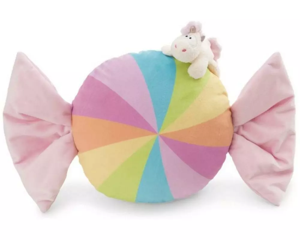 Nici Green Bonbonförmiges Kissen mit Kuscheltier Einhorn 45 cm