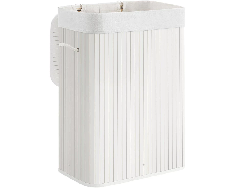 Songmics Wäschesammler für trockene Wäsche 72 l, Weiss