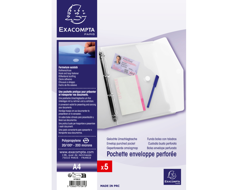 EXACOMPTA Dokumententasche A4 57381E PP, gelocht, 200my