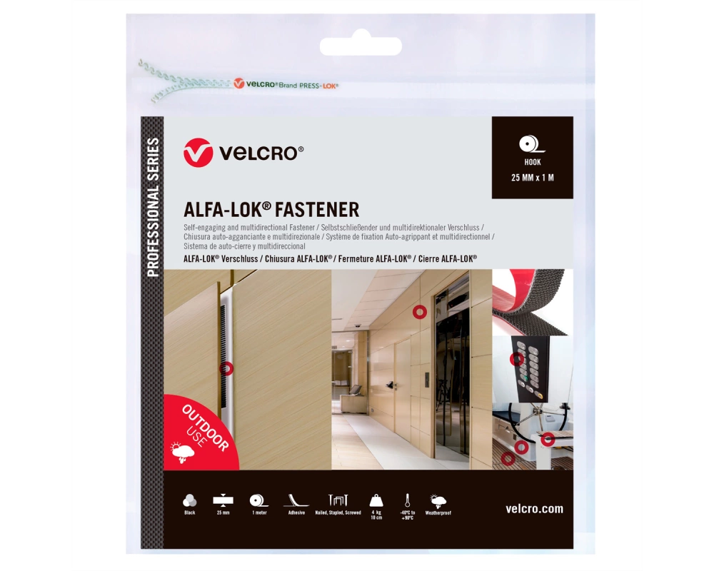 VELCRO Alfa-Lok Fastener 1m Hakenband 25mm schwarz
