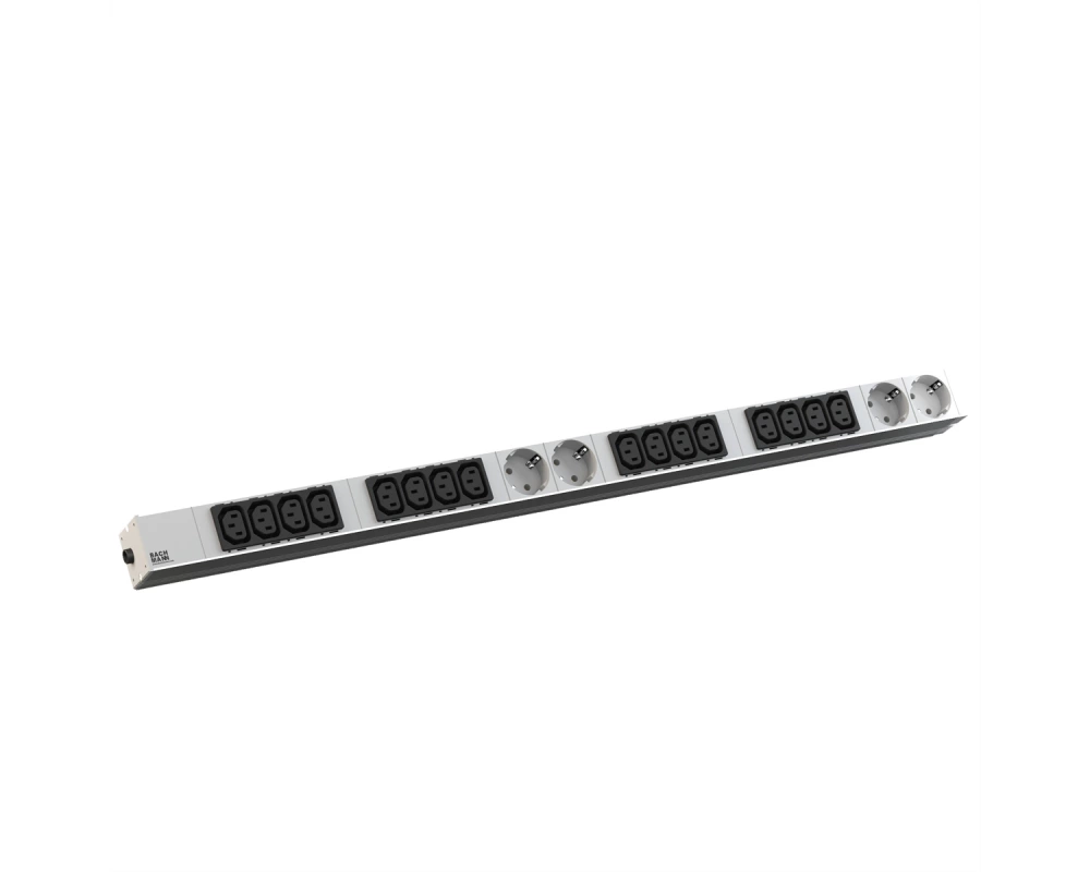BACHMANN IT PDU ALU 1HE 16x C13 4x Schutzkontakt, CEE 16A blau