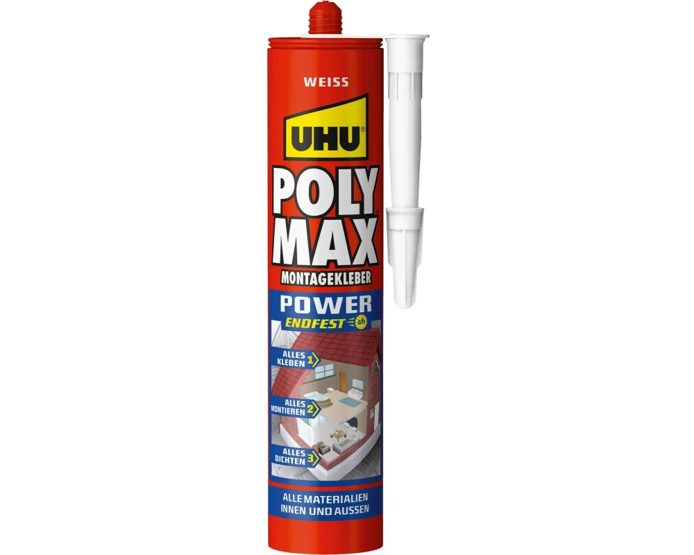UHU Montagekleber POLY MAX POWER Weiss 425 ml, Weiss
