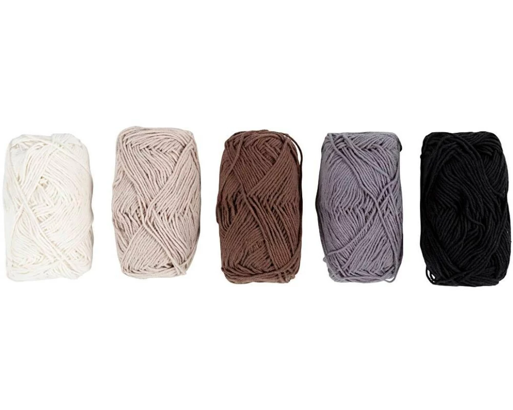 Creativ Company Baumwollgarn Nr. 8/4 5 x 50 Meter, Naturfarben, 5 x 20 g