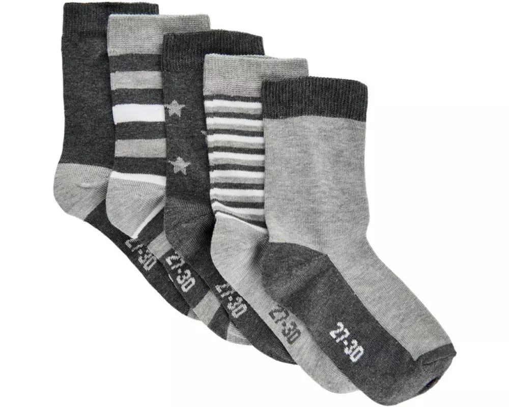 minymo Socken bedruckt 5er Set Light Grey Melange Gr. 35 - 38