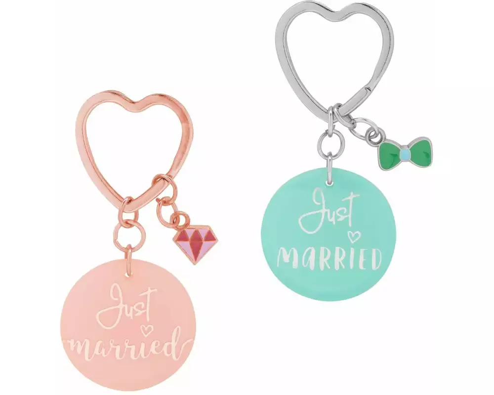 Sheepworld Schlüsselanhänger Just Married Pink/Blau, 2 Stück