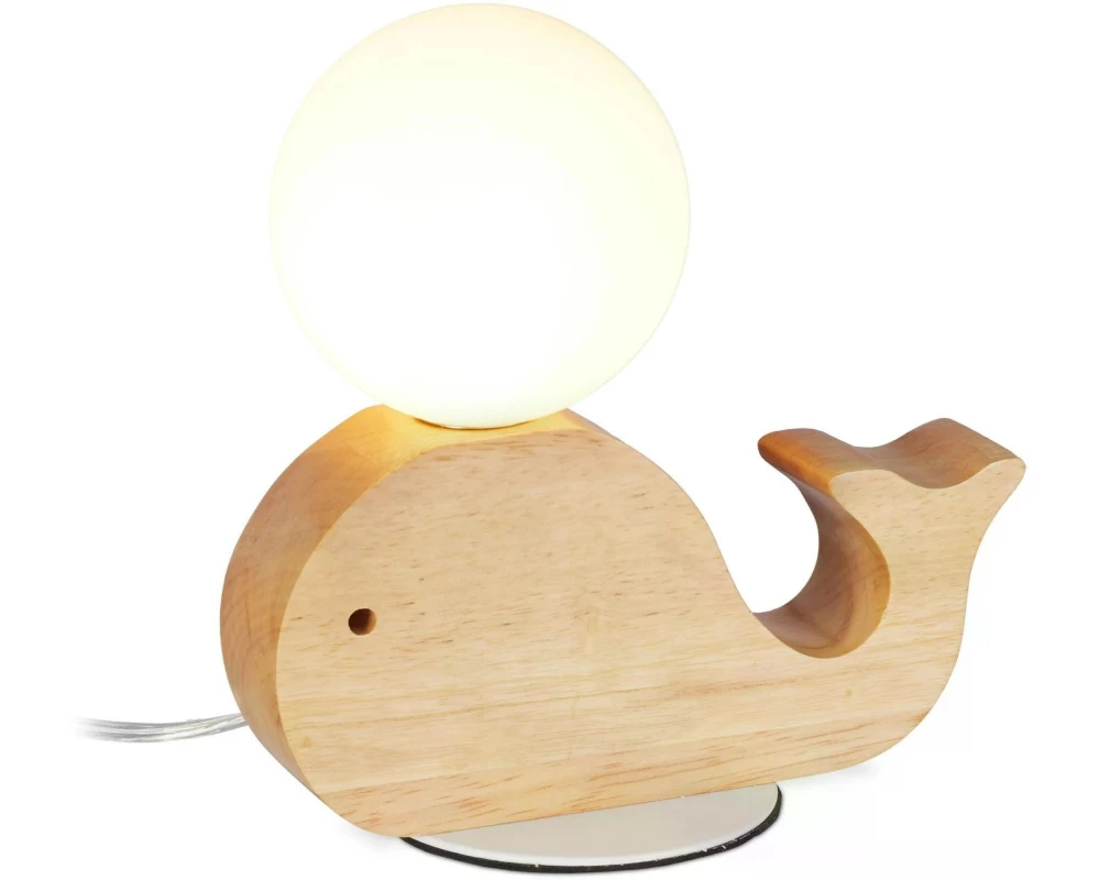 relaxdays Tischlampe Holzwal Natur