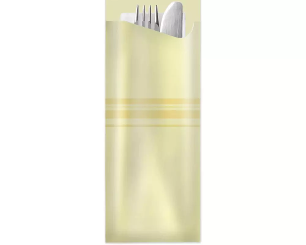 Pochetta Einweg-Besteckset Classic Stripes, 100 Stück, Champagner
