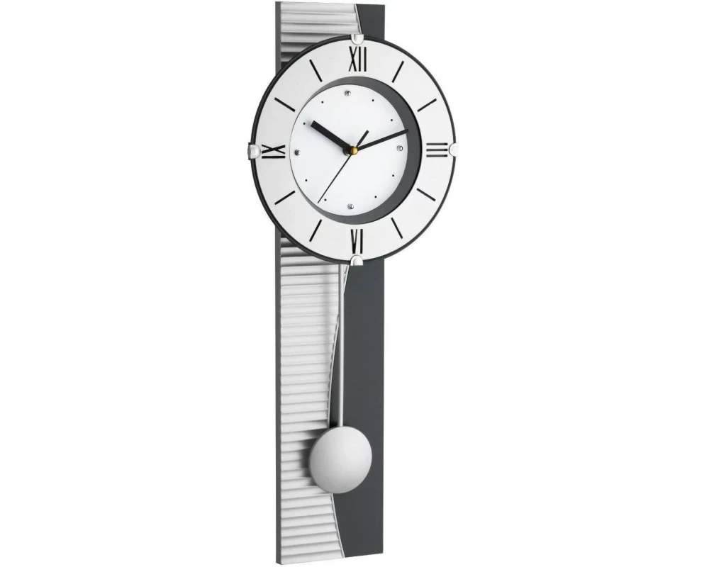TFA Dostmann Wanduhr XXL mit Pendel, Silber