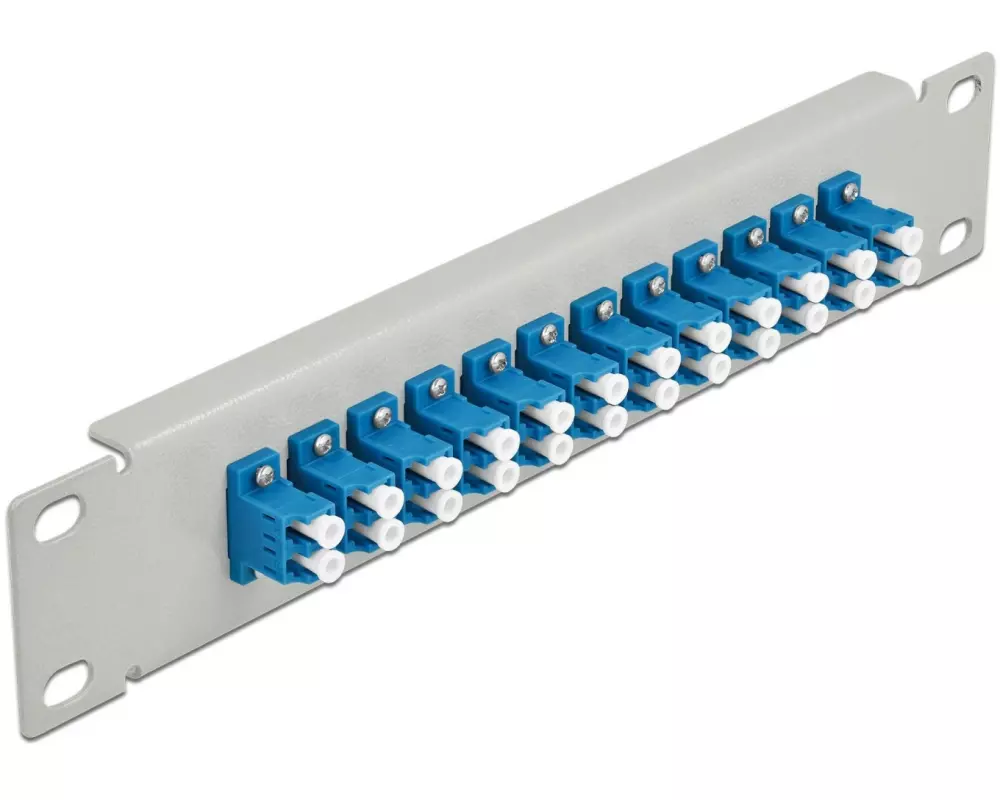 Delock Verteilerplatte 10″ LWL Patchpanel 12 Port LC Duplex grau