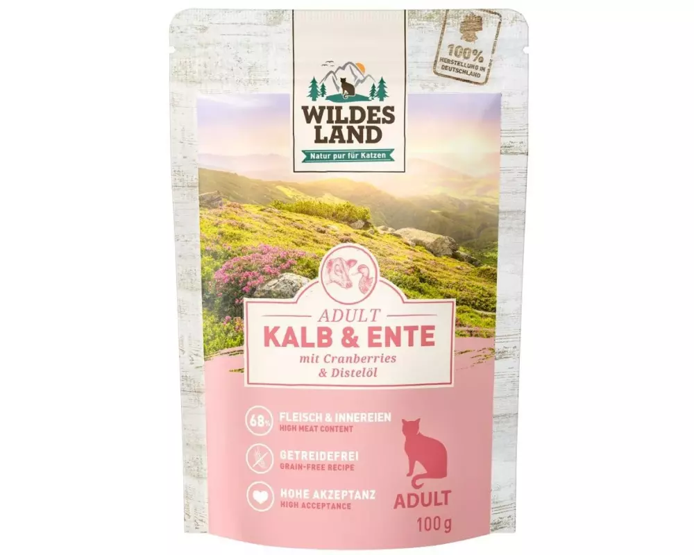 Wildes Land Nassfutter Adult Kalb & Ente 100 g