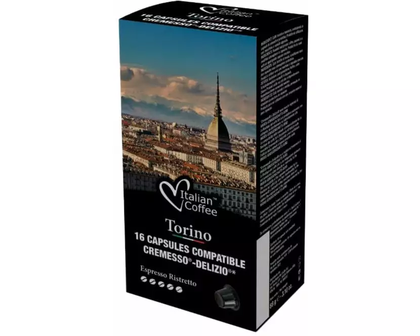Italian Coffee Kaffeekapseln Delizio Torino Cremesso 16 Stück