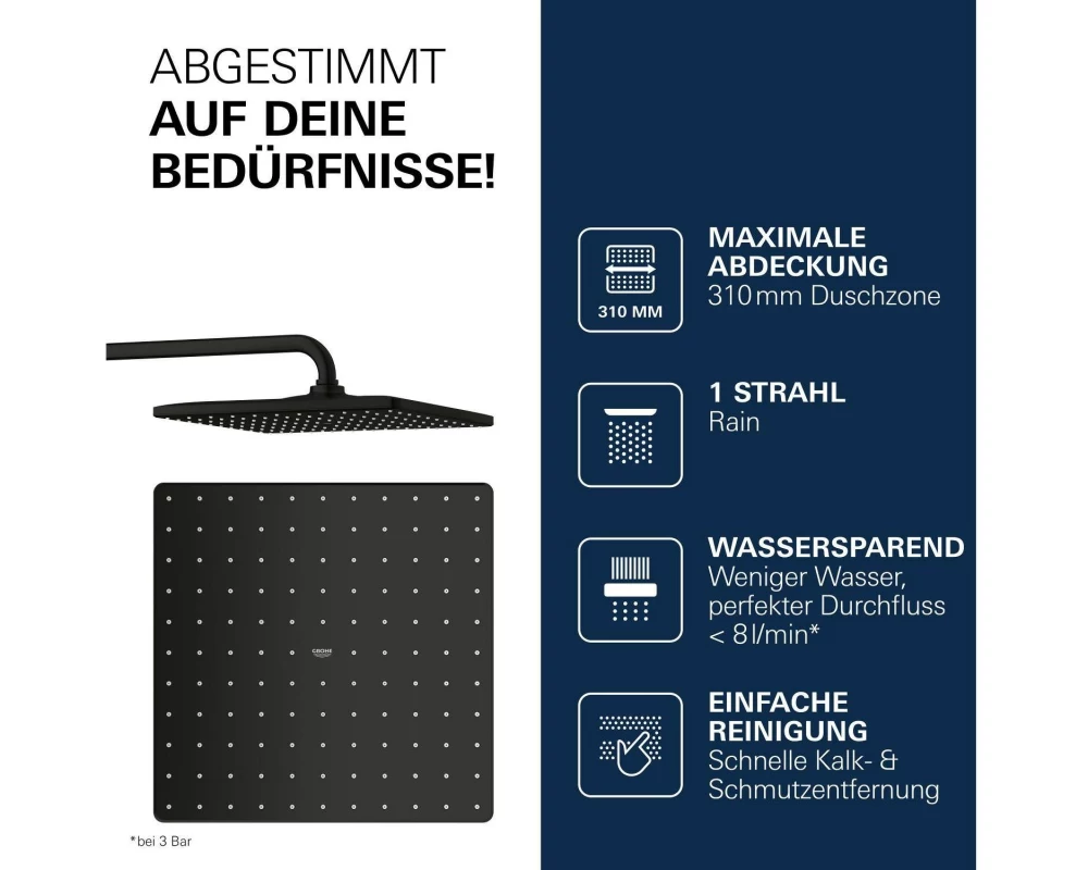 GROHE Mono 310 Cube 31 x 31 cm quadratisch schwarz